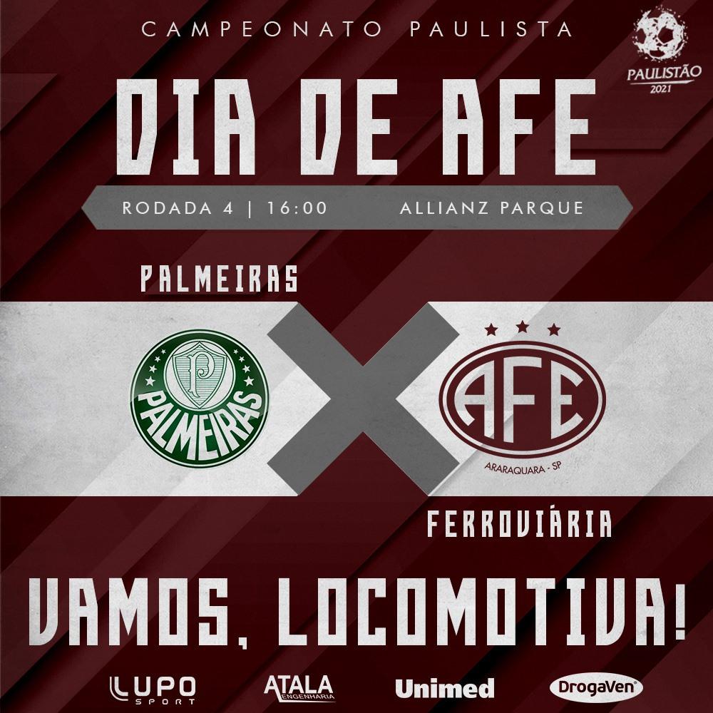 Hoje é dia de Ferroviária contra o Palmeiras com transmissão ao vivo da TV Globo!