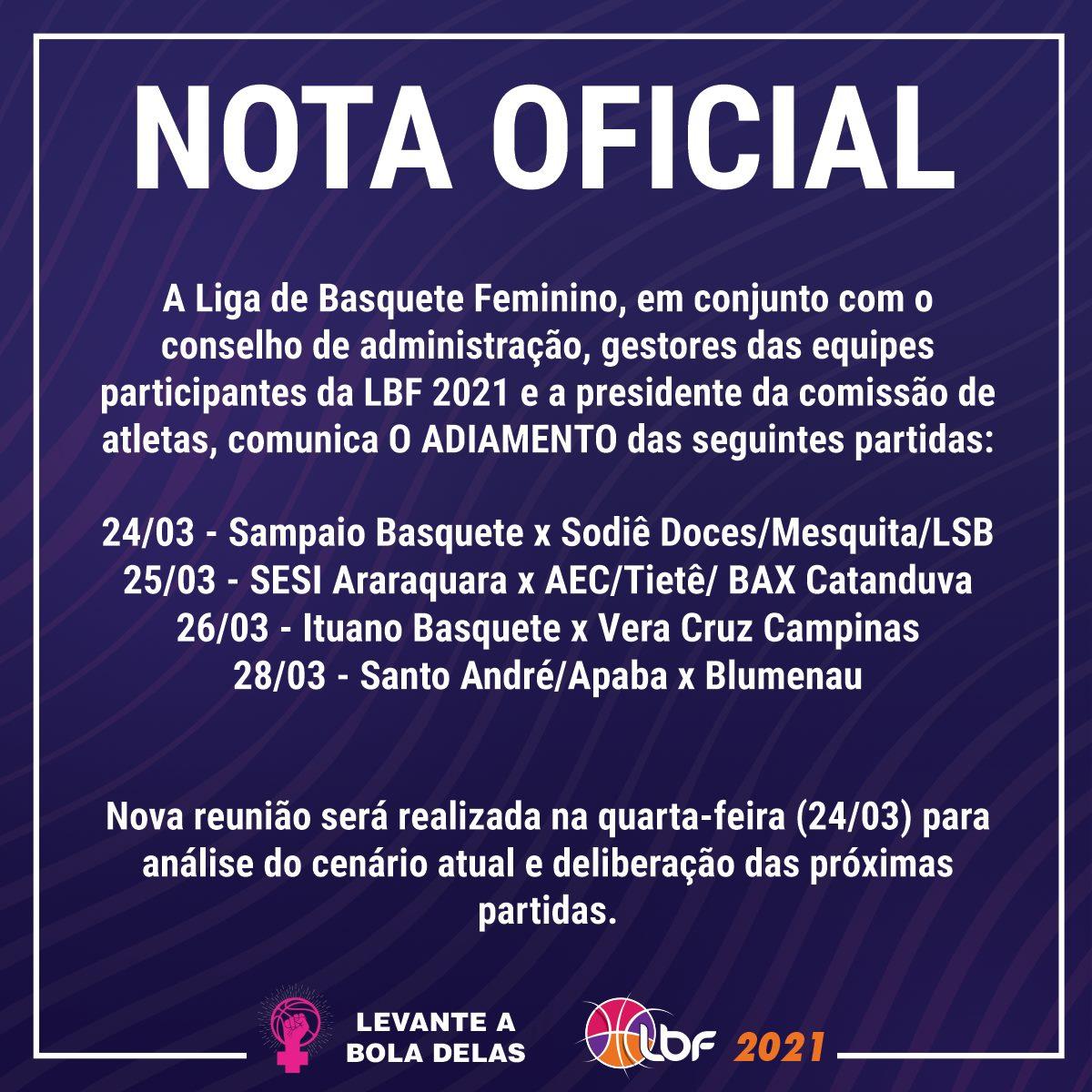 LBF adiada rodadas e em breve retornará com os jogos