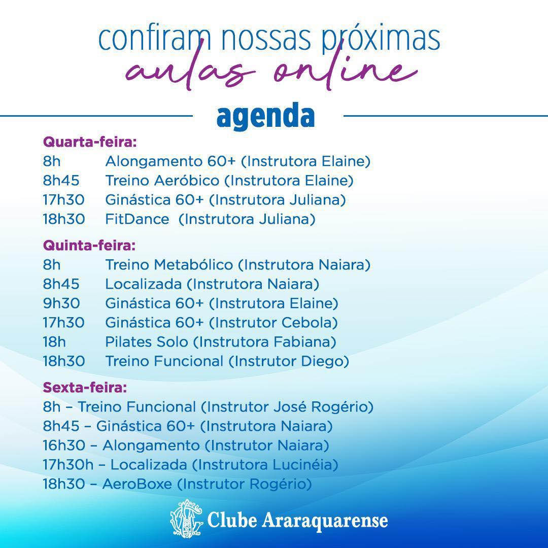 Programação semanal 2 do Clube Araraquarense!
