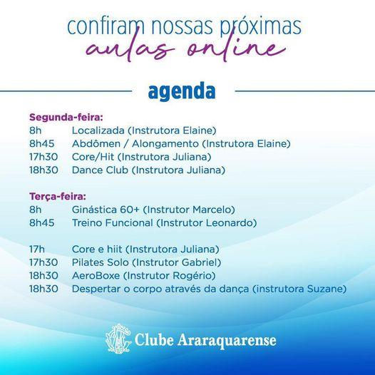 Programação semanal do Clube Araraquarense!