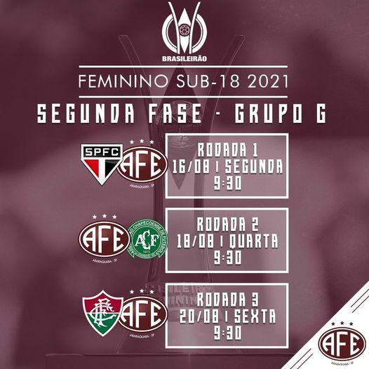 A CBF divulgou a tabela da 2ª fase do Brasileiro Feminino sub-18!