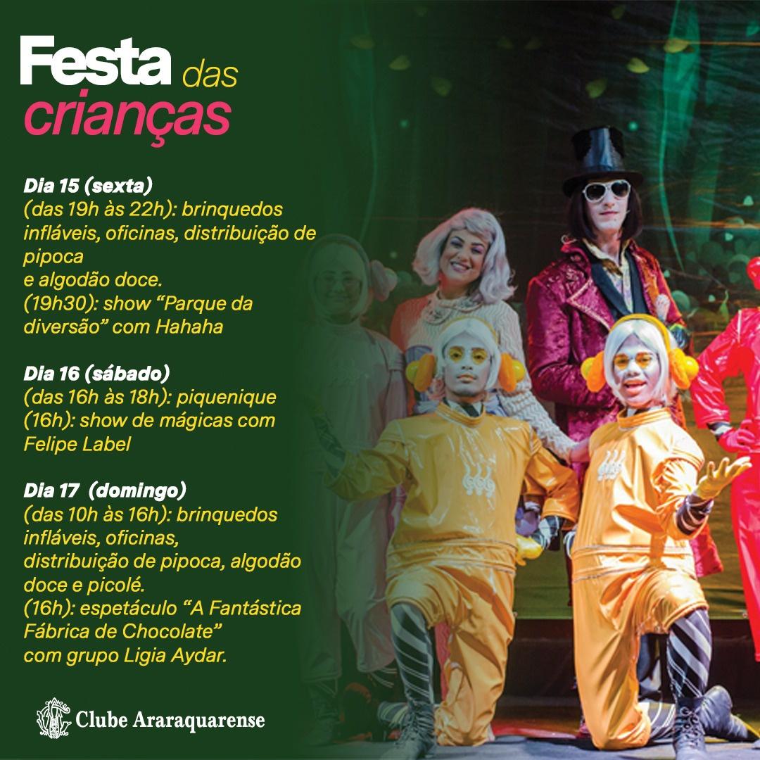 Confiram as atrações para o final de semana das Crianças do Clube Araraquarense 2021!