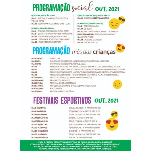 Programação de Outubro no Clube Araraquarense!
