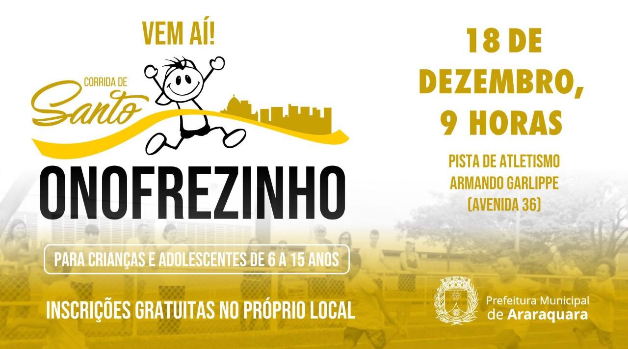 Corrida de Santo Onofrezinho 2021 será realizada em 18 de dezembro em Araraquara!