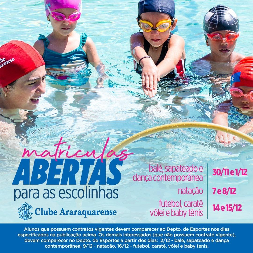 Marquem na agenda as datas para as matrículas nas escolinhas do Clube Araraquarense!