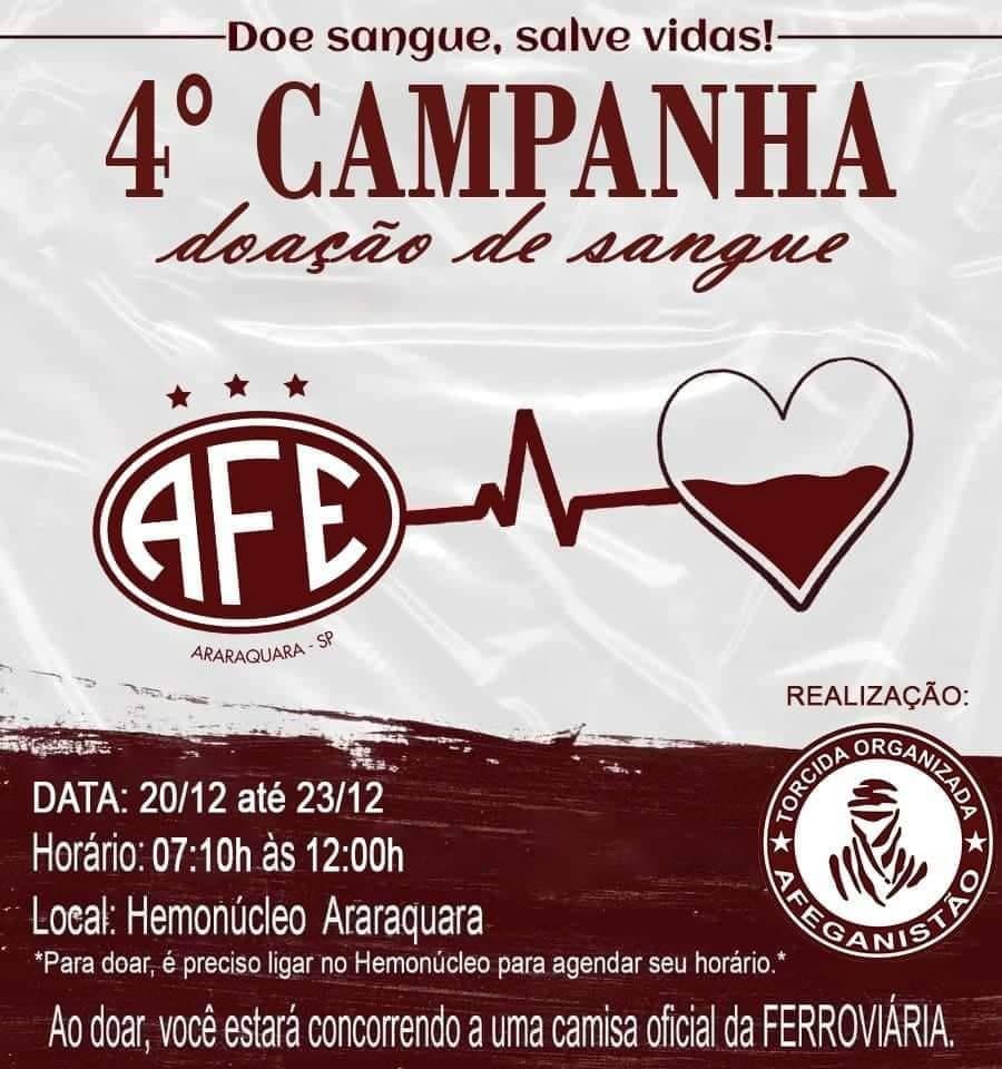 4ª edição da Campanha Sangue Grená da Torcida Organizada Afeganistão da Ferroviária!