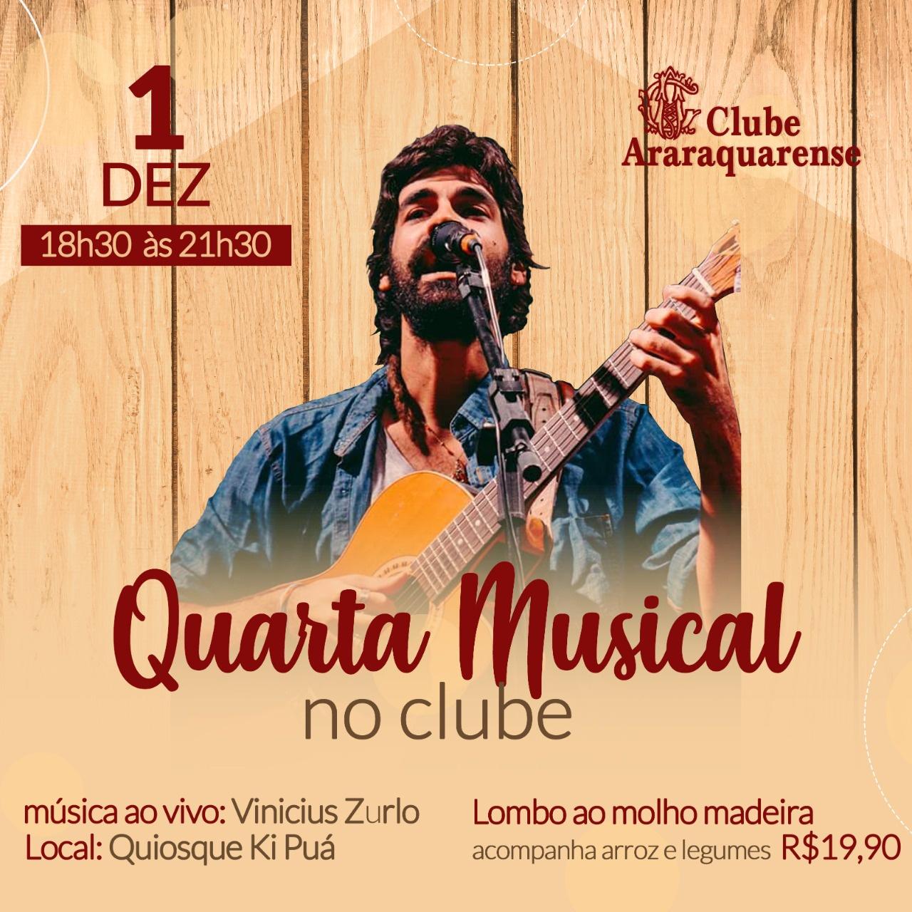  Quarta-feira 01/12 é dia de Happy Hour com música ao vivo no quiosque KiPuá!