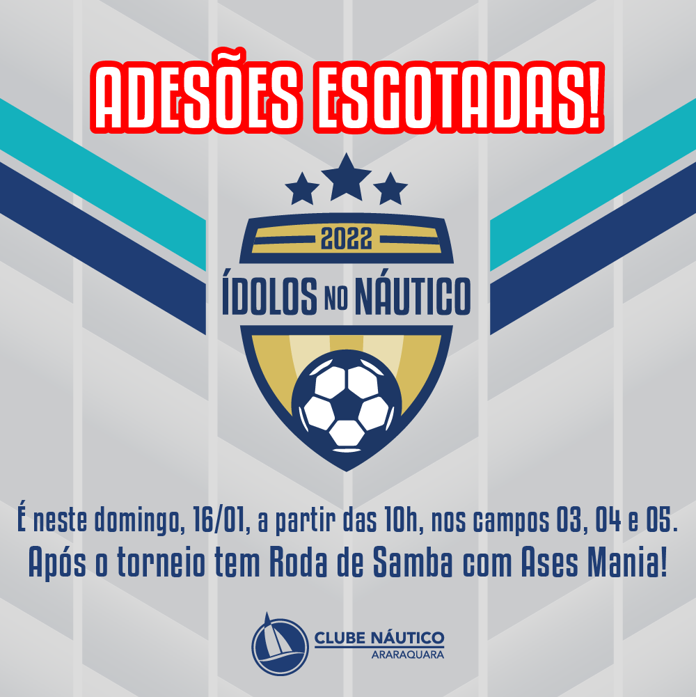 As adesões para o Torneio de Futebol “Ídolos no Náutico” estão esgotadas! 