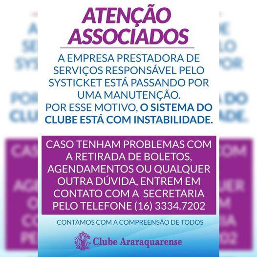 Comunicado Systicket no Clube Araraquarense!