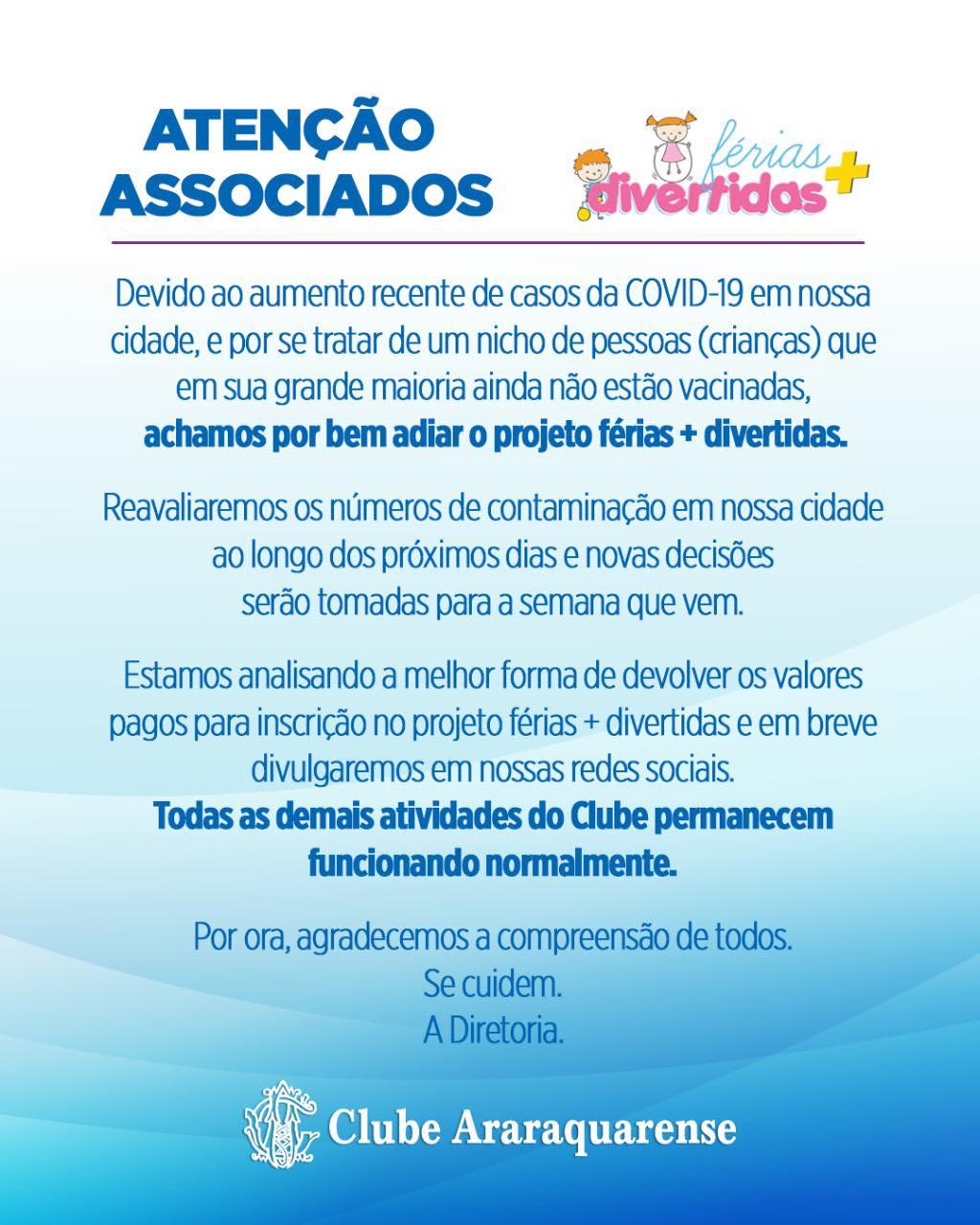 Cumunicado Importante:Cancelamento Férias Mais Divertidas!