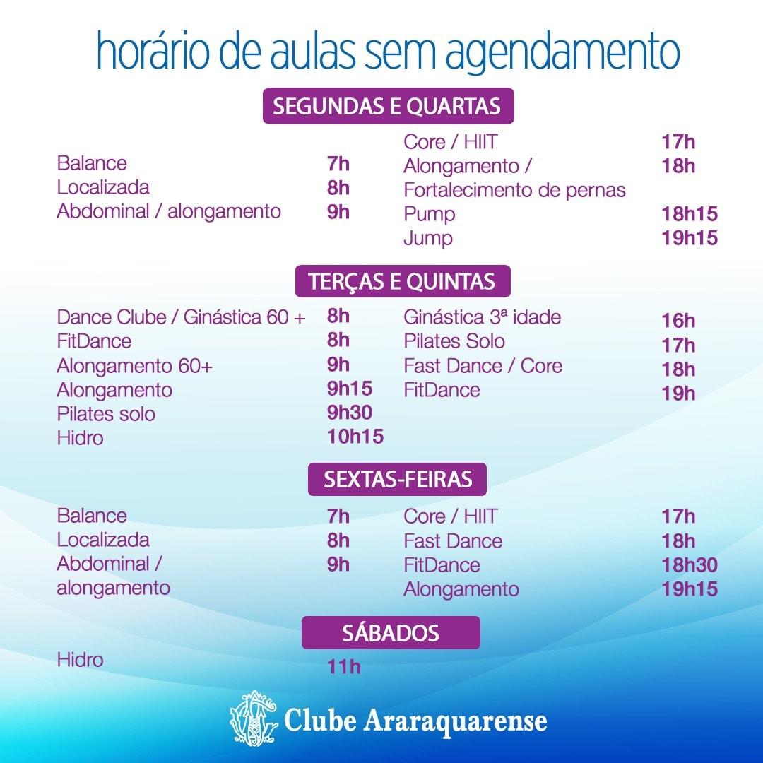 Programação semanal do Clube Araraquarense , Janeiro 2022!