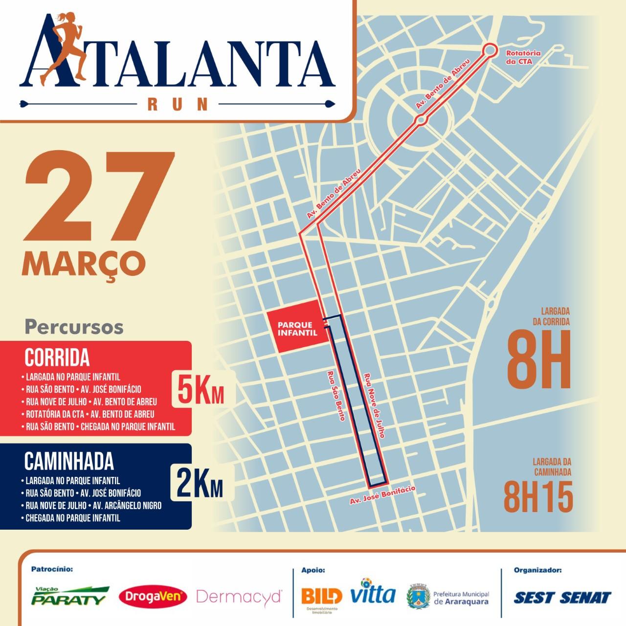 Corrida e Caminhada Atalanta Run têm inscrições abertas