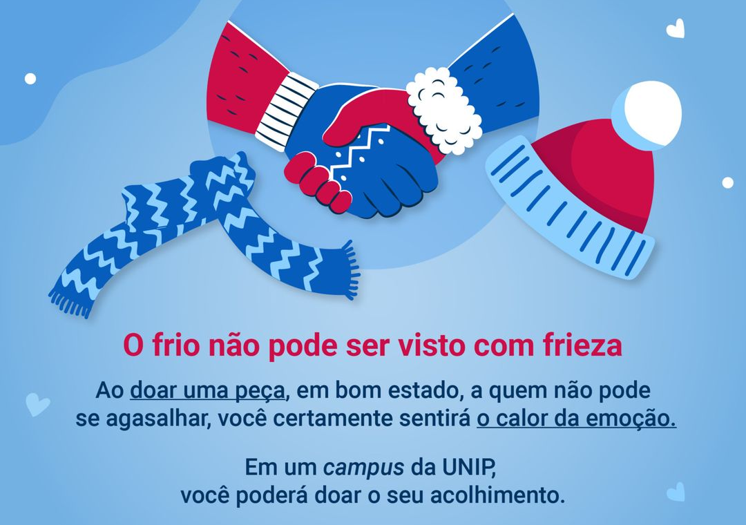 Campanha do Agasalho 2022 da UNIP Araraquara se encerra nesta sexta-feira, 10 de junho