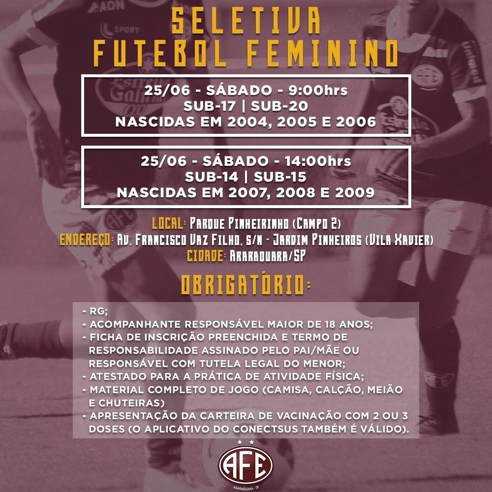 Ferroviária fará 'peneira' para categorias de base do futebol feminino!