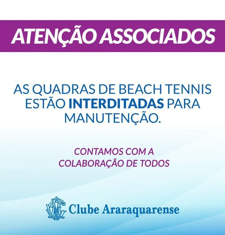 Comunicado : Manutenção quadra Beach Tennis!
