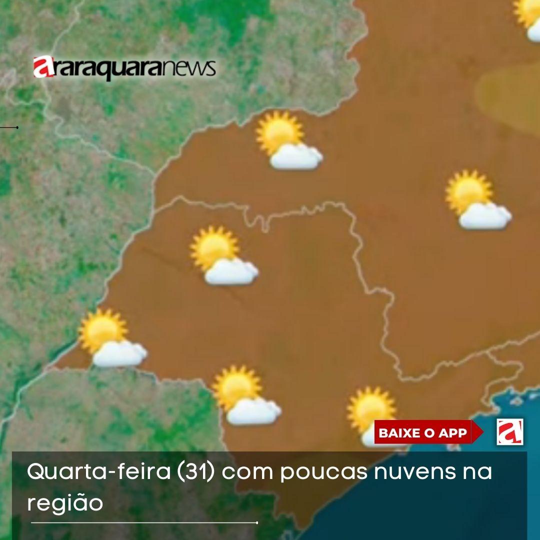 Quarta-feira (31) com poucas nuvens na região