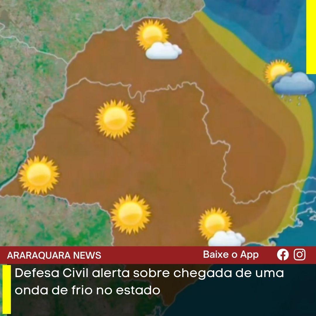 Defesa Civil alerta sobre chegada de uma onda de frio no estado