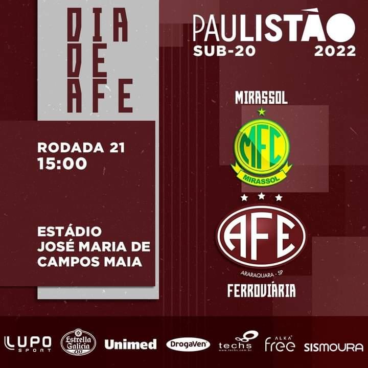 Mirassol x Ferroviária - Paulista Sub 20 2022 Masculino!