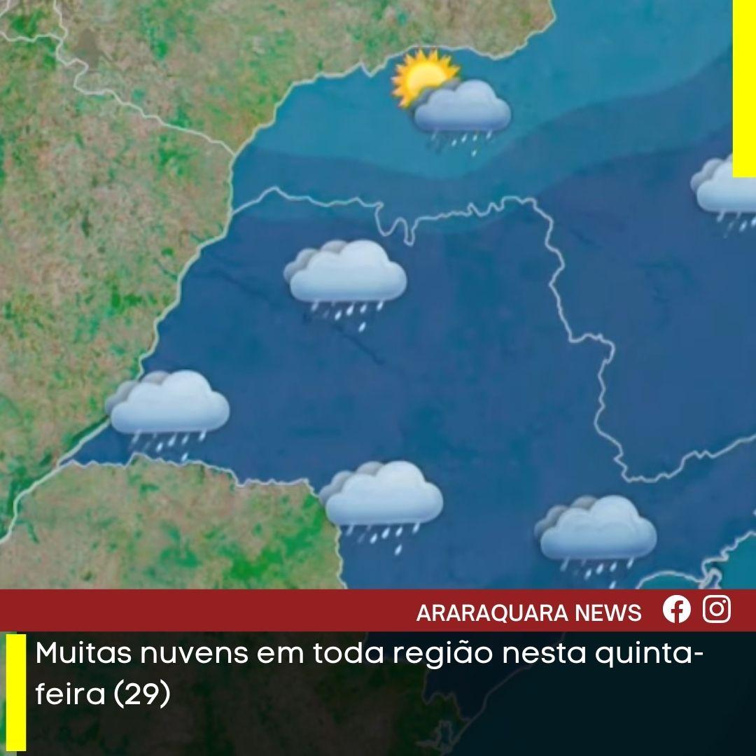 Muitas nuvens em toda região nesta quinta-feira (29)