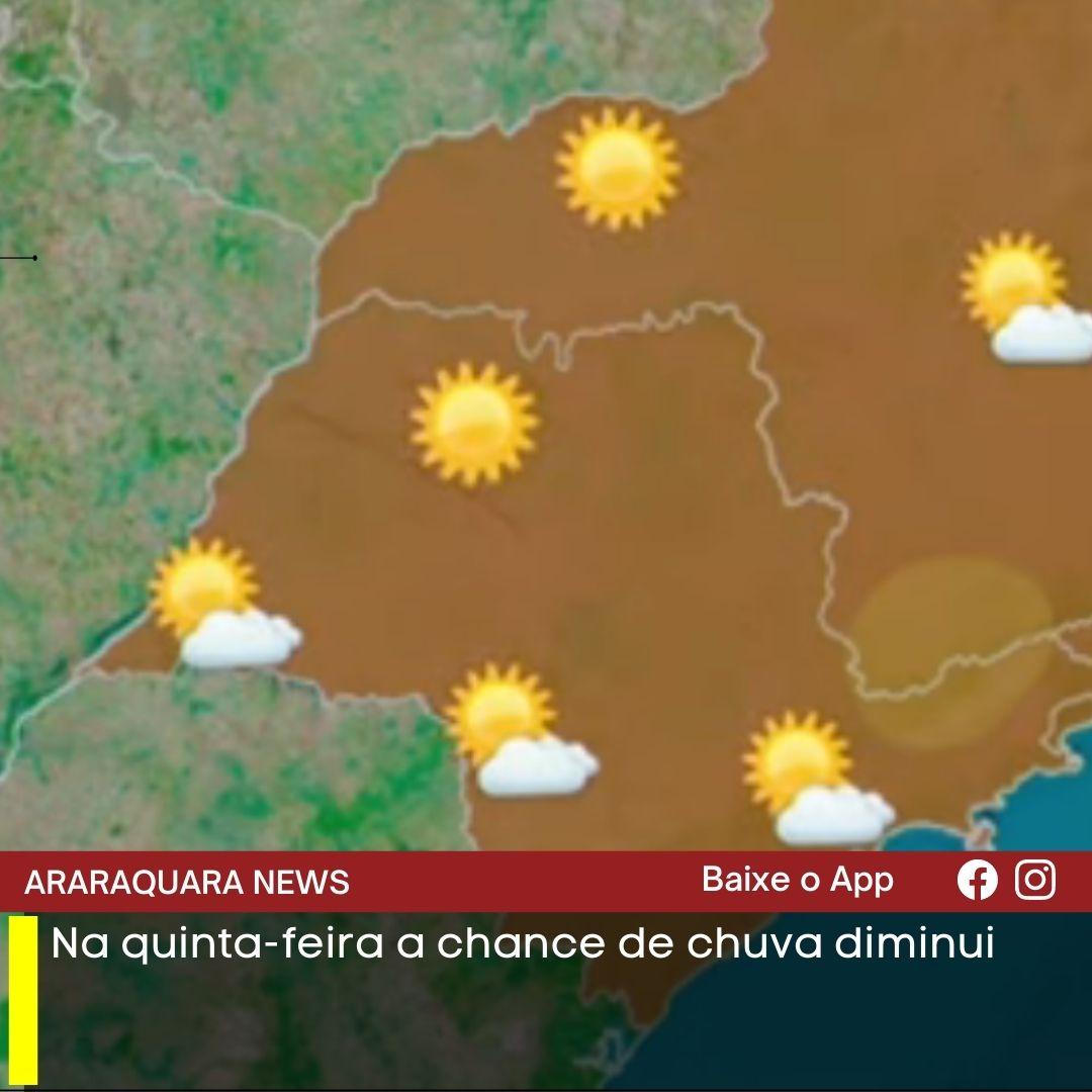 Na quinta-feira a chance de chuva diminui