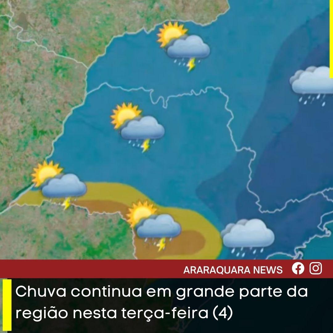Chuva continua em grande parte da região nesta terça-feira (4)