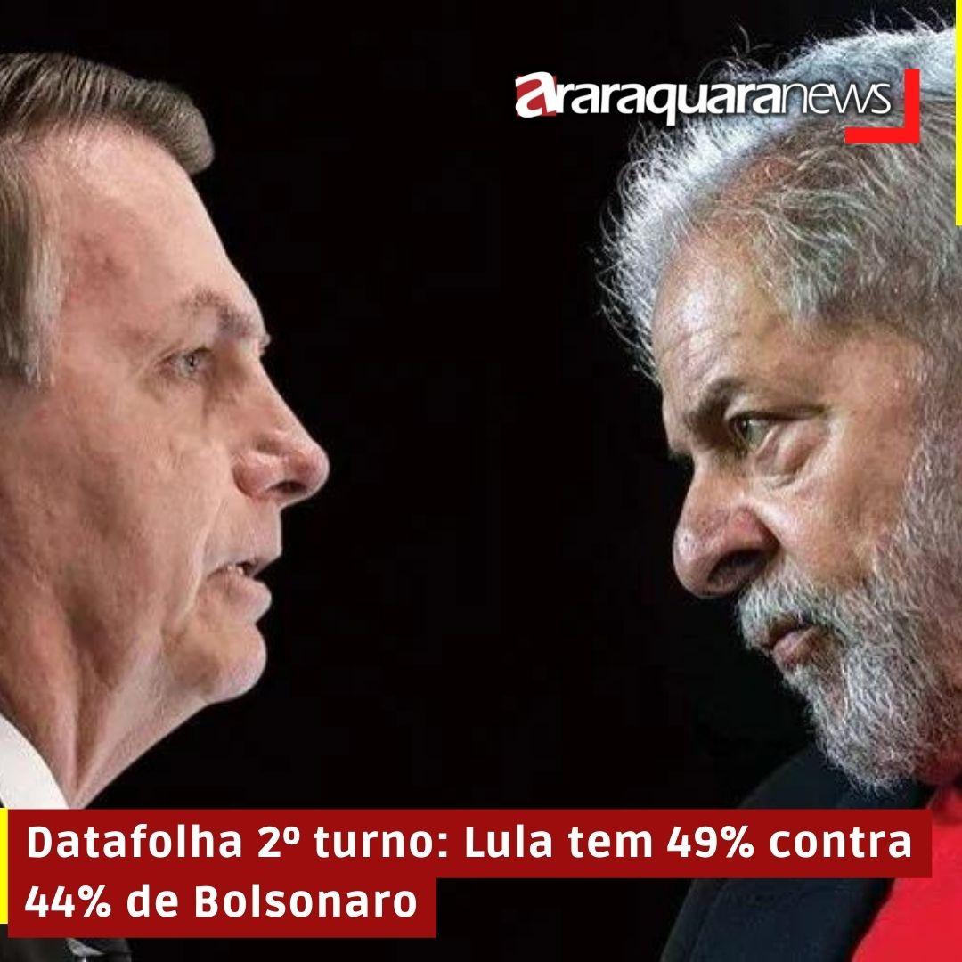 Datafolha 2º turno: Lula tem 49% contra 44% de Bolsonaro