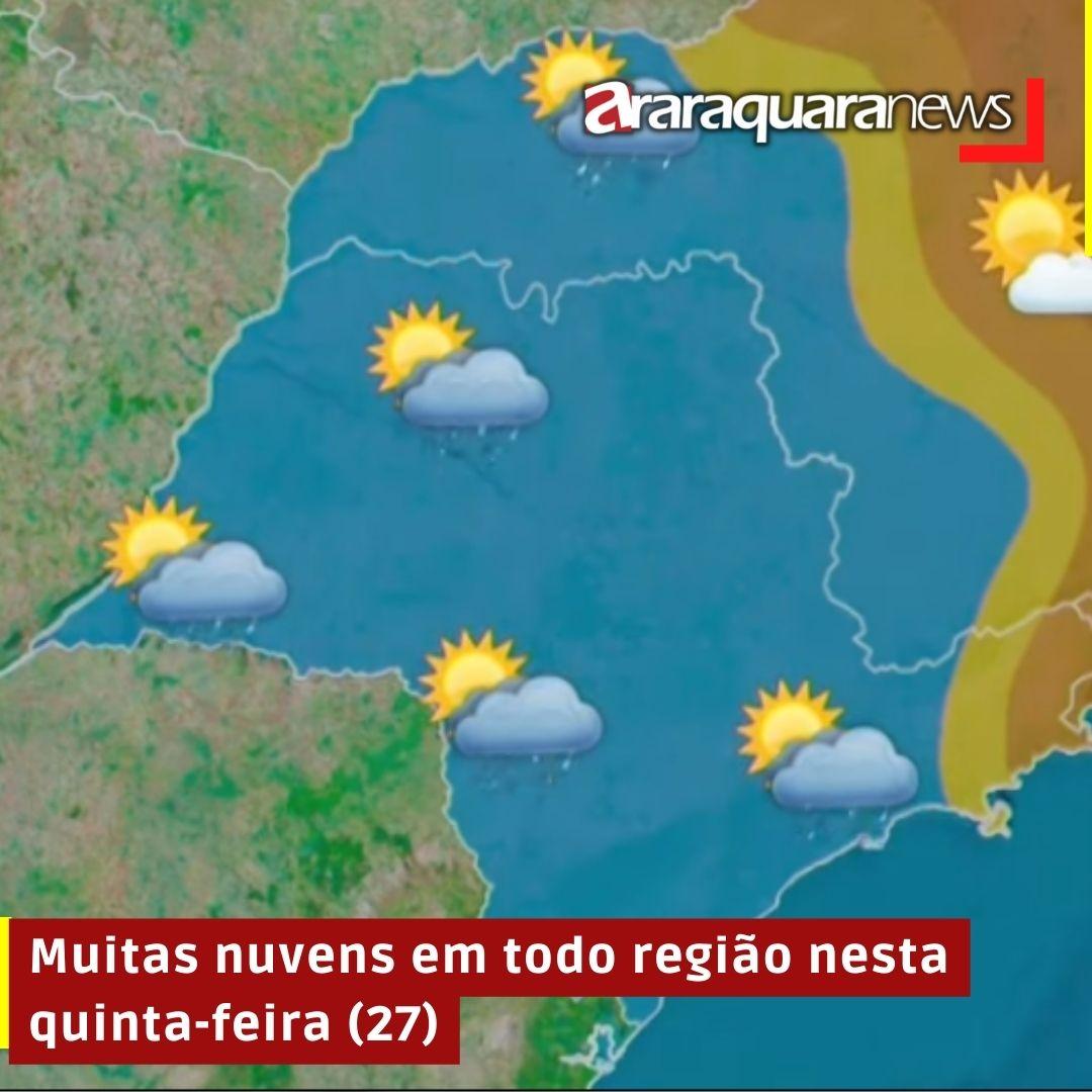 Muitas nuvens em todo região nesta quinta-feira (27)