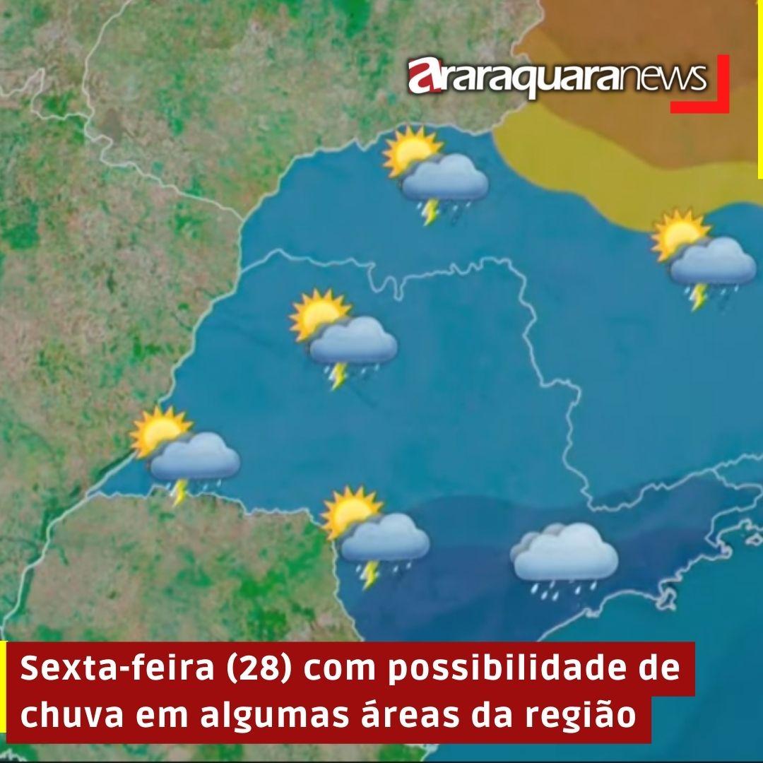 Sexta-feira (28) com possibilidade de chuva em algumas áreas da região