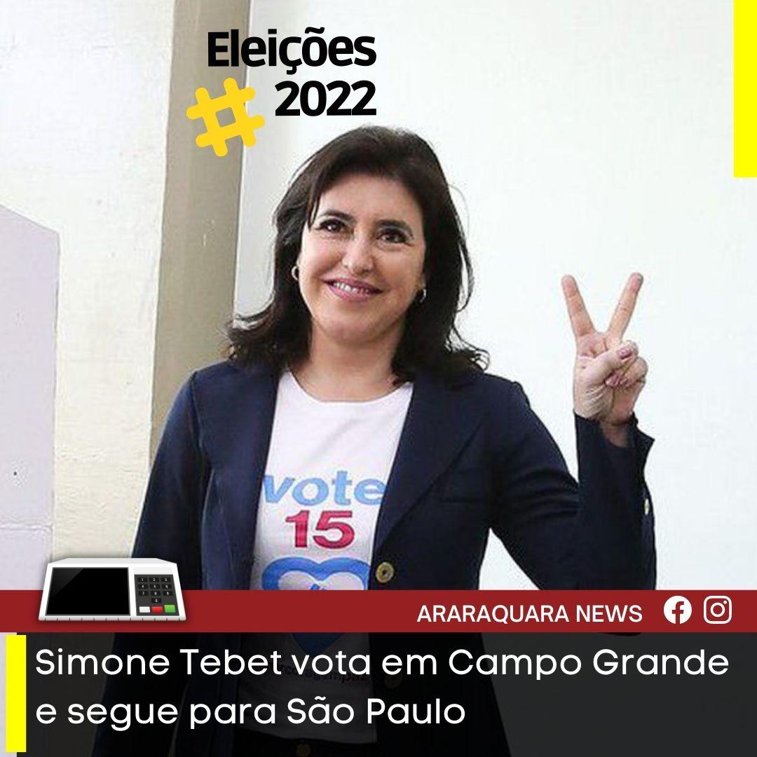 Simone Tebet vota em Campo Grande e segue para São Paulo