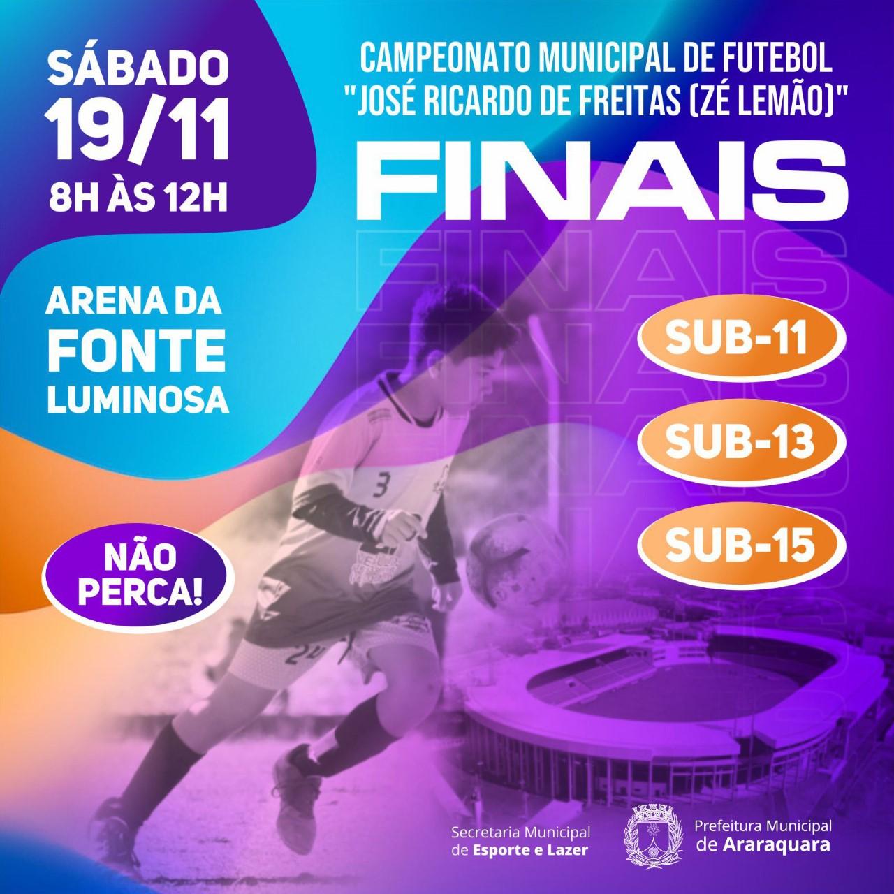Finais do Campeonato Municipal Sub-11, Sub-13 e Sub-15 serão no Estádio da Fonte Luminosa!