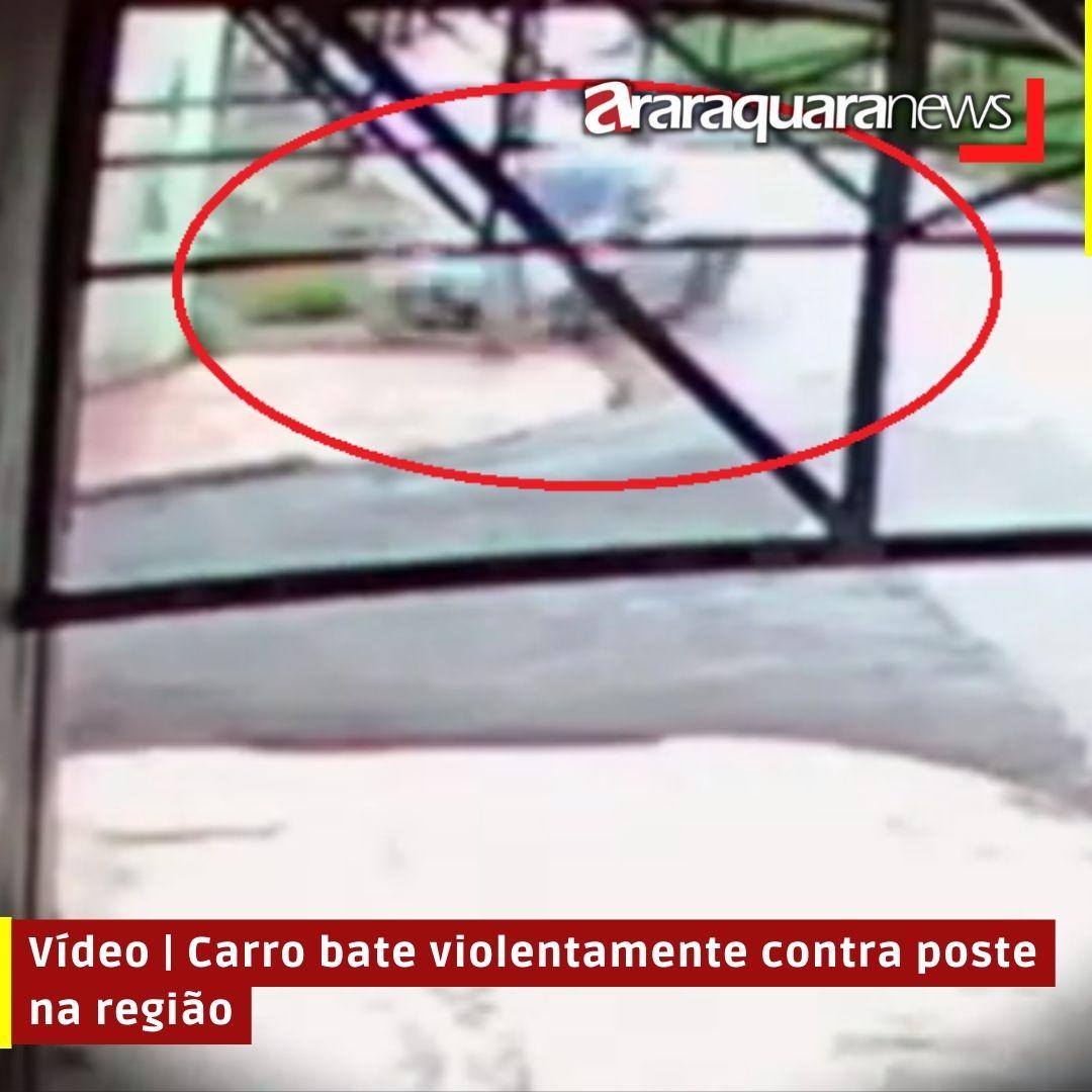 Vídeo | Carro bate violentamente contra poste na região