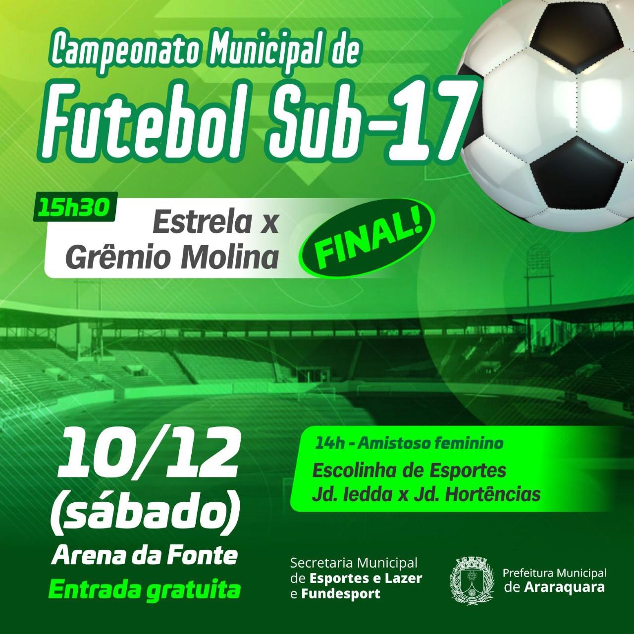 Estádio da Fonte Luminosa recebe final do Campeonato Municipal de Futebol Sub-17 2022!