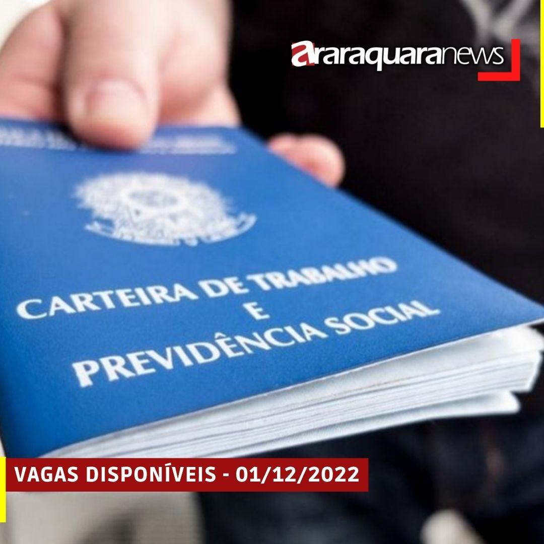 VAGAS DISPONÍVEIS - 01/12/2022