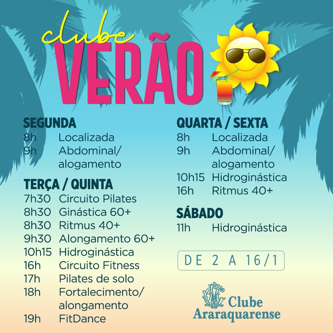 Horários Clube Verão do Clube Araraquarense!