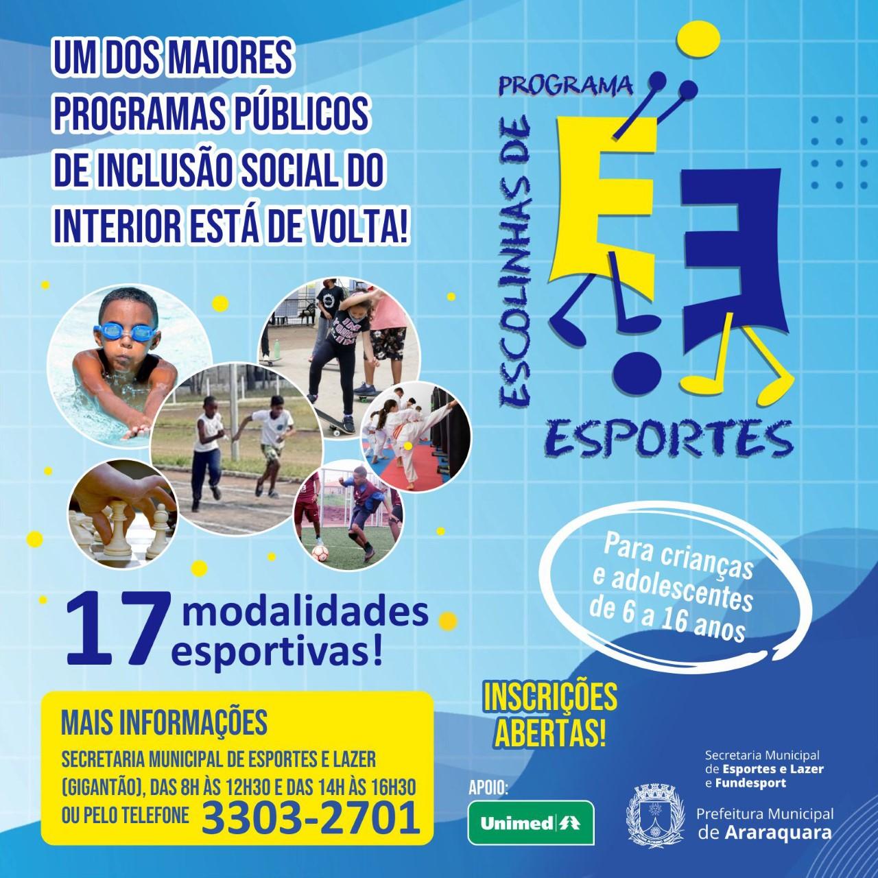 Escolinhas de Esportes têm aproximadamente 1.700 inscritos em dez dias em Araraquara!