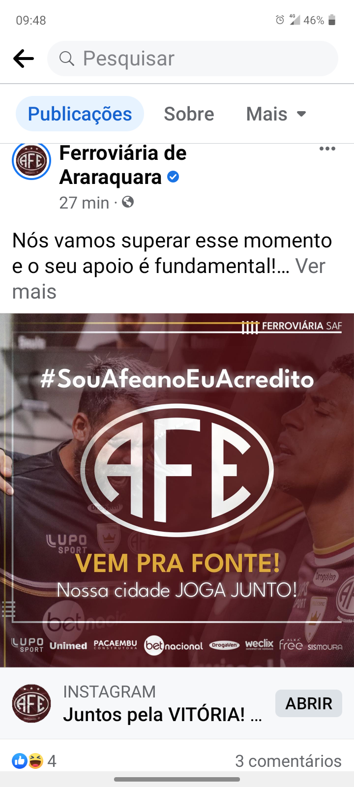 Ferroviária precisa de Você ! Prestigie e participe!