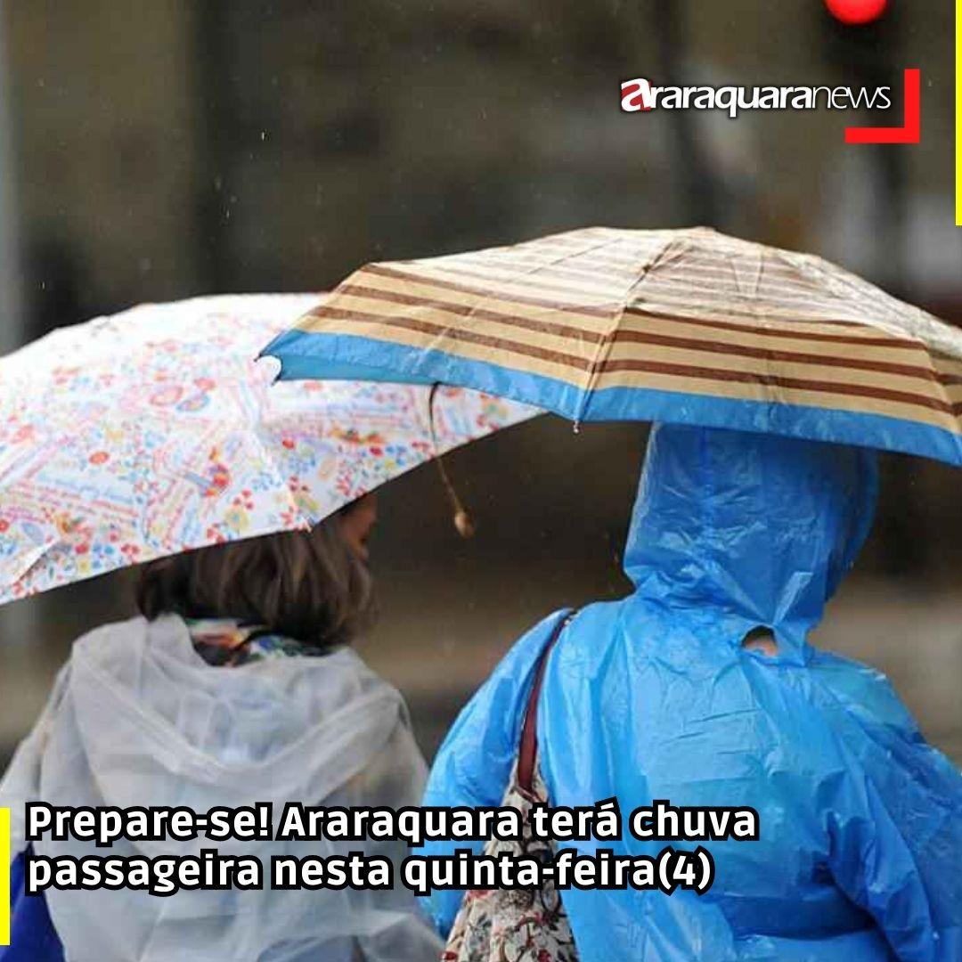 Prepare-se! Araraquara terá chuva passageira nesta quinta-feira(4)