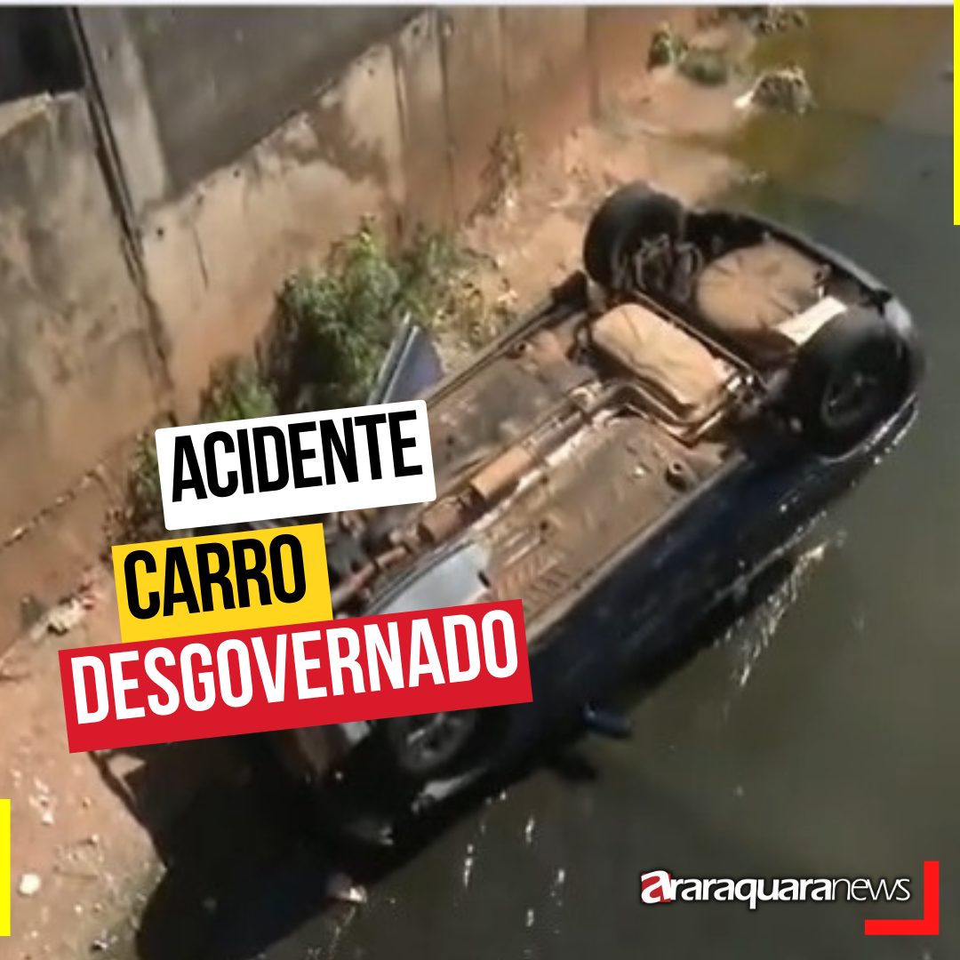 Acidente Chocante! Carro desgovernado mergulha nas águas do córrego