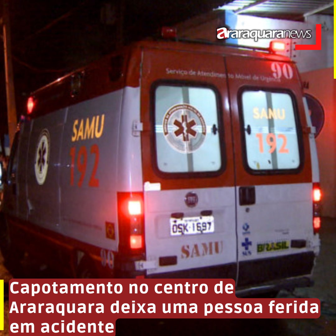 Capotamento no centro de Araraquara deixa uma pessoa ferida em acidente