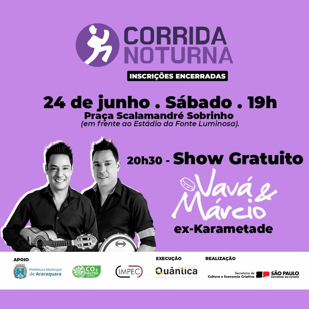 Inscrições Esgotadas! Corrida Noturna agita Araraquara com Pagode dos Sucessos do Karametade