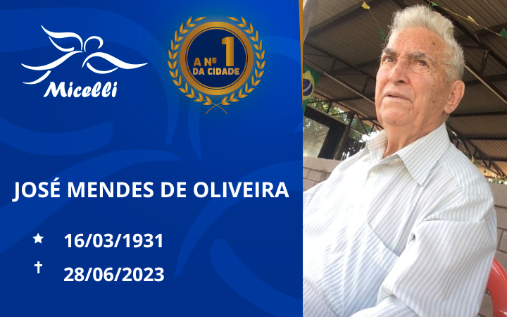 O GRUPO MICELLI COMUNICA O FALECIMENTO DO SR. JOSÉ MENDES DE OLIVEIRA