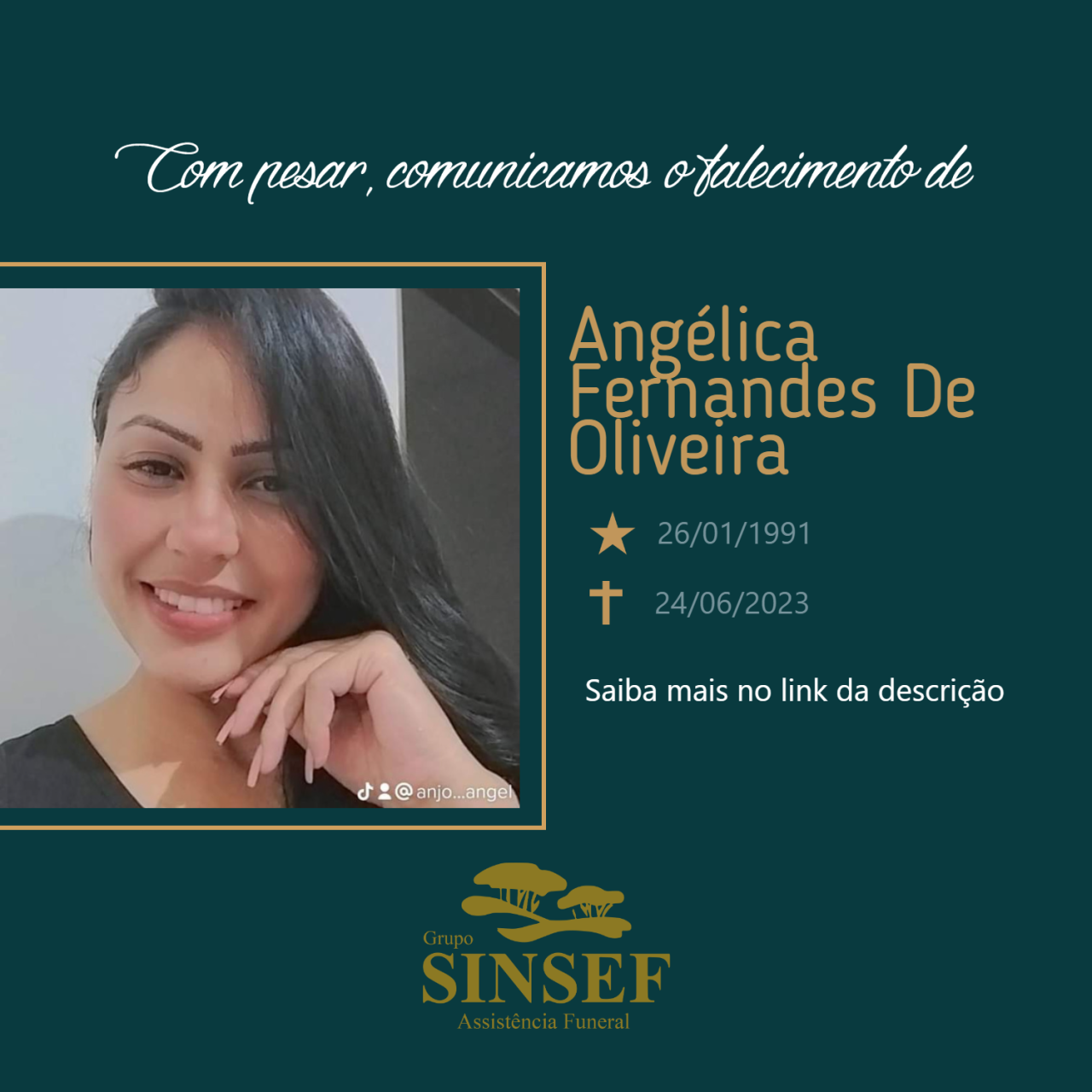O Grupo Sinsef se despede de Angélica Fernandes de Oliveira