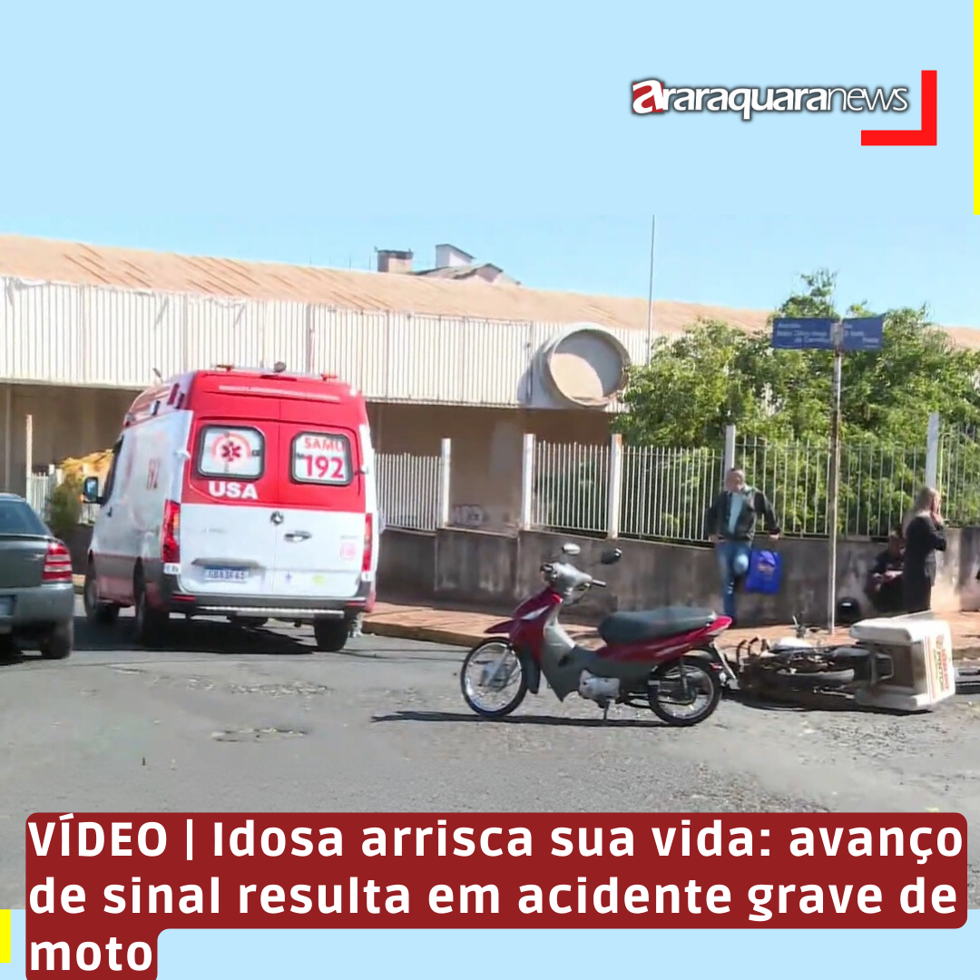 VÍDEO | Idosa arrisca sua vida: avanço de sinal resulta em acidente grave de moto