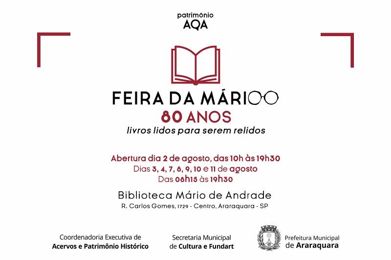 Celebre 80 Anos da Biblioteca com a Feira da Mário