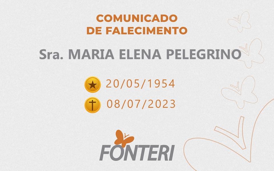 Comunicamos o falecimento da Sra. Maria Elena Pelegrino