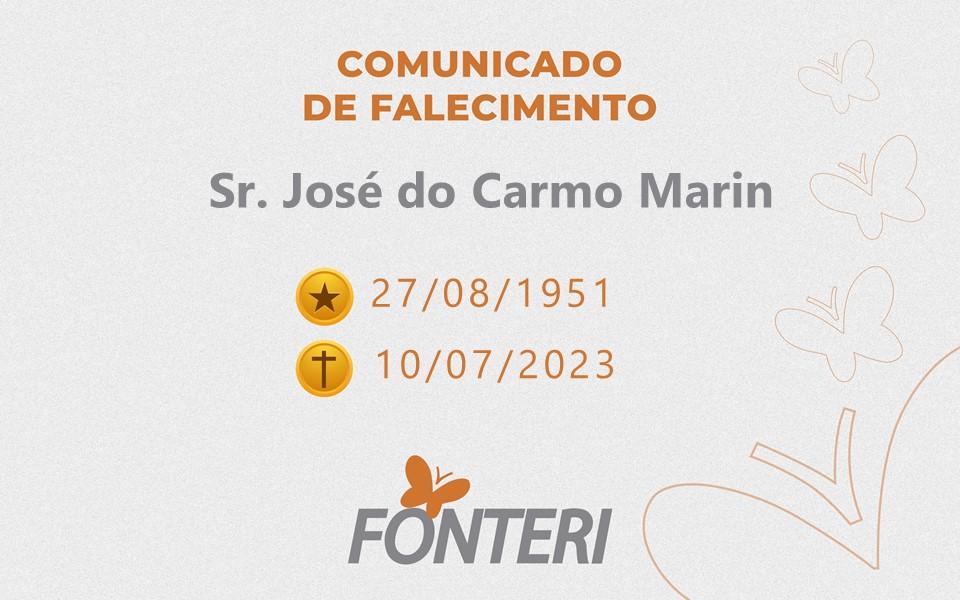 Comunicamos o falecimento do Sr. José do Carmo Marin