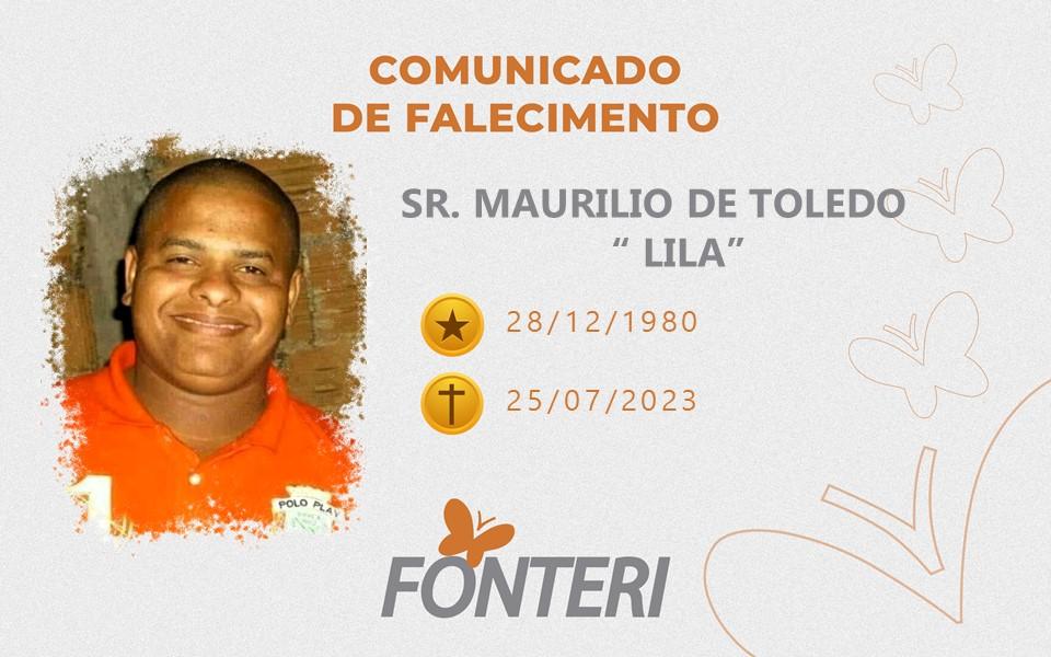 Comunicamos o falecimento do Sr. Maurílio de Toledo