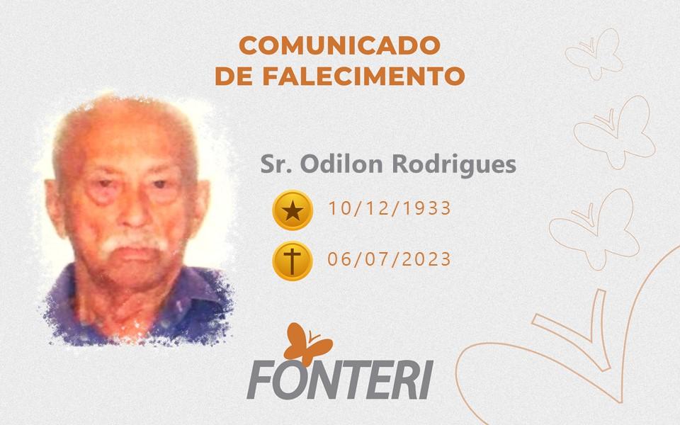 Comunicamos o falecimento do Sr. Odilon Rodrigues