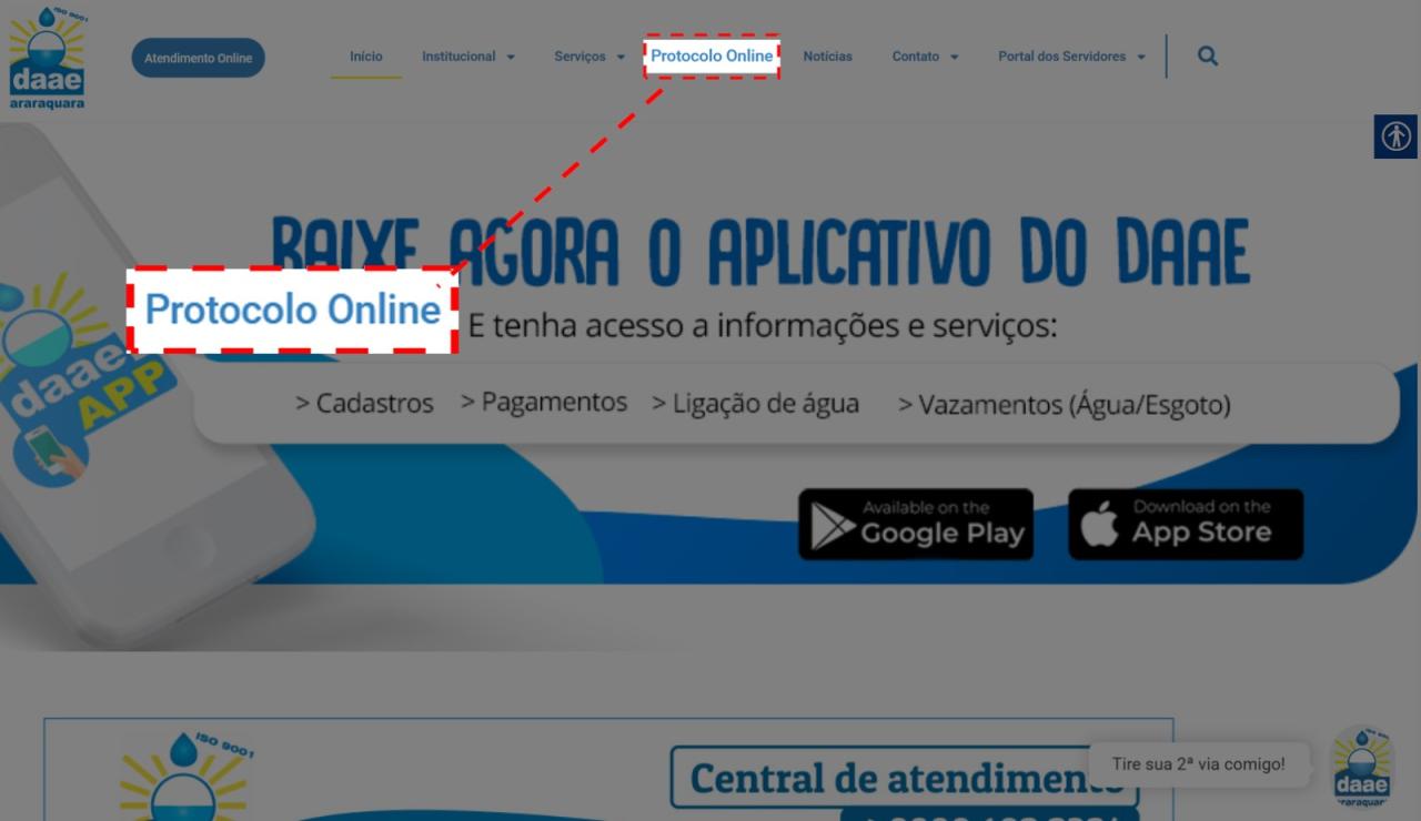 DAAE DISPONIBILIZA PROTOCOLO ONLINE