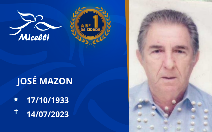 O GRUPO MICELLI COMUNICA O FALECIMENTO DO SR.JOSÉ MAZON